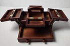 Vintage Singer Sewing Box Accordion Fold Out Wooden Sewing Carry Caddy Organizer