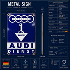 Auto Union Audi Dienst Vintage Garage Metal Sign      40    60 Cm  15 7       23 6    