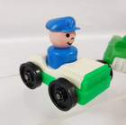Vintage 1970s Fisher Price Little People Green White Cars And 2 Figures