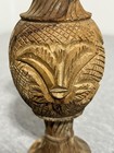Vintage Hand Carved Wooden Vase Ornate Floral Relief Folk Art Rustic Home Decor