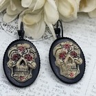 Sugar Skull Gothic Steampunk Biker Wedding Horror Film Earrings Scary Cameo New