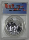 2011 S 5 Canadian Wildlife Grizzly Anacs Ms70 1oz 9999 Silver In Box