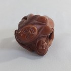 Vintage Carved Boxwood Mermaid   Child Netsuke Style Figurine Signed Japanese