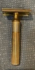 Vintage Gillette Fat Handle Gold Tech Three Piece Safety Razor