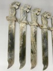 Rare Chinese Hetian Cyan Jade Dragon-head Daggers