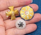 Antique Victorian Porcelain Collar Stud Buttons Maltese Cross Clambroth Star 3pc