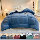 Heavy Duty Sherpa Fleece Bed Comforter Quilted Warm Bedding Comforter Blanket