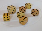 Lucky Lot Of 7 Vintage Bakelite Dice 1 Lg  6 Reg Size