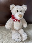 First   Main Tender Teddy Tan Brown Heart Patch Bear Plush Red Ribbon Euc