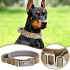 Personalized Reflective Tactical Dog Pet Collar W handle Custom Name Id Tag M-xl