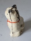 Antique Hubley Cast Iron Bank Cat W Red Bow 4 1 2    Tall Original Paint