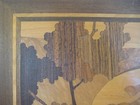 Beautiful Old Vintage Wood Inlaid Picture Frame  14  X 10 
