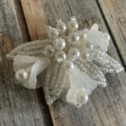 Vintage White Hand Crafted Plastic Flower And Faux Pearl Shoe Clips