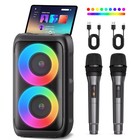Wireless Bluetooth Speaker With 2 Microphones - Portable Karaoke System With Lig