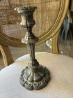 Vintage Silver Plated Candlestick Ornate Floral Motif  9 25   