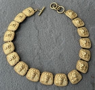 Vtg Anne Klein  90s Gold Lion Classic Modern State Collar Necklace And Earrings
