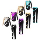 Girls Ballet Dance Outfits Gymnastics Leotard Ice Skating Jumpsuit Pants Set