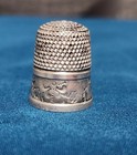Antique Simons Bro Co Sterling Silver Thimble  size 8  Decorative Border