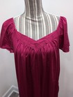 Vtg Vanity Fair Usa Nylon Midi Nightgown Burgundy Floral Embroidery Size M