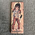 7 Vintage Mcm F  Idylle jolylle Big Eyes School Girl Wood Art Italy 4    X 9 5   
