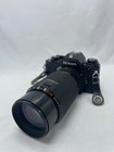 Nikon Em 35mm Film Slr Black Camera W  Kiron 80-200mm Macro 1 4 Lens   Extras