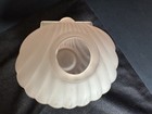 Vintage Pink Frosted Satin Glass Clam Shell Fairy Lamp Tea Light Votive 2pc