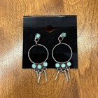 Vintage Native American Turquoise Earrings Sterling Silver Navajo Old Pawn