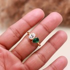 Toi Et Moi Ring Pear Emerald   Moissanite   925 Sterling Silver Engagement Ring