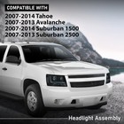 For Chevy Tahoe Suburban 2007 2014 Headlights Projector Smoky Lens Black Housing