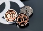 2 Chanel Steel Stamped Cc Silver   Gold Round Button 18mm Set Of 2