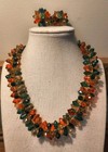 Vtg 40 s Art Deco Festoon Necklace Clip On Earrings Set Lucite Faceted Tear