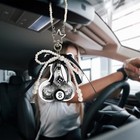 Lucky 8 Ball With Pearl Bow   Disco Mirror Ball Cute Car Charm Accessory Rear 