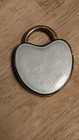 Vintage La Mode Guilloche Enamel Flower  Heart Lock Padlock Powder Compact