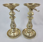 Vintage Gold Tone Candle Holder Set Of 2 Beautiful Ornate Hollywood Regency