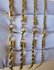 Stainless Steel Gold Plated Rope Chain Necklace Fashion Jewelry Unisex Men Women