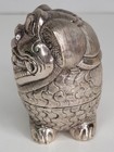 Rare Late 19th Century Chinese Export Foo Lion Foo Dog Box Coin Silver Marked