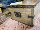 Old Antique Pine Chest  Vintage Wooden Storage Trunk  Blanket Box  Coffee Table 