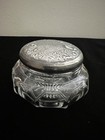 Antique Cut Crystal Vanity Dresser Jar With Sterling Lid