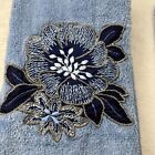 Rare Vintage Lot 2 Martex Blue Floral Flower Finger Tip Towels