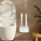 3 Piece Toilet Brush Set W  Holder Wall Mount Floor Stand Scrubber For Bathroom
