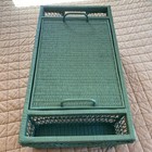 Vtg 1970 s 1980 s Green Wicker  Breakfast In Bed Tray W removable Tray Cottage