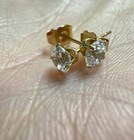 14k Solid Yellow Gold Round Cut Cz Ladies Women s Mens Unisex Stud Earrings