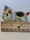 Vintage Pair Of Ceramic Lusterware Dog And Bulldog With Clown Collar Pincushions