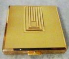 Vintage 1960s Max Factor Hollywood Gold Tone Loose Powder Compact Made In Usa