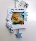 Baby s First Christmas  boy  Photo Frame Christmas Ornament New