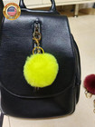 Fluffy Faux Rabbit Fur Pompoms Keyring Car Key Soft Plush Pompoms Keychain For W