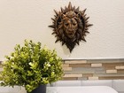 Hand Painted Bronze 9    Lion Wall Art   Sunburst Lion Head Sculpture Home Decor
