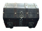 Vintage Wooden Treasure Chest Pirate Trinket Keepsake Storage Box Lion Pulls