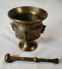 Vintage Brass Mortar And Pestle Heavy Apothecary Style Herb Grinder Kitchen 3 5 