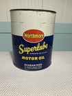 Vintage Worthmore Superlube Motor Oil Metal Gallon Can St paul Minnesota Empty
